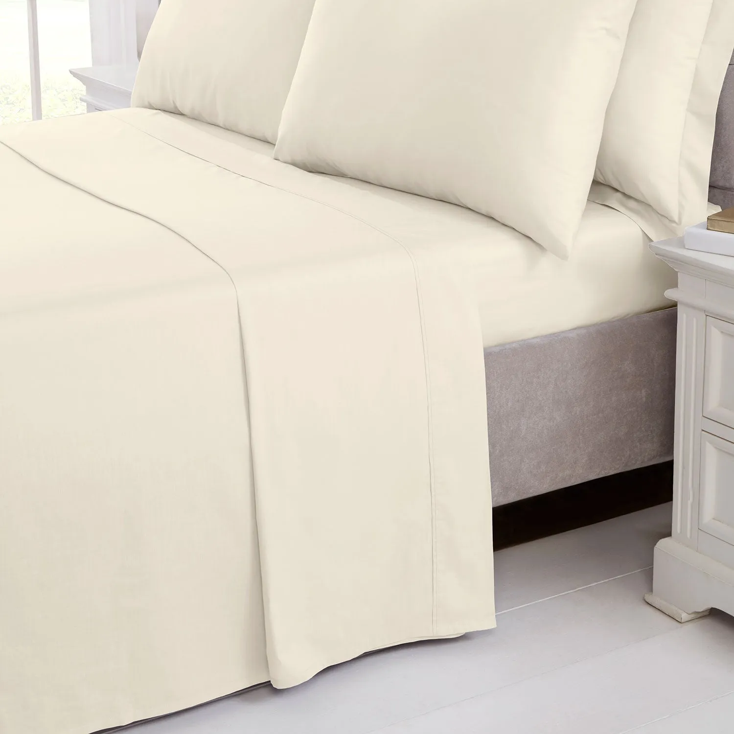 100% Cotton 180TC Cream Flat Sheet