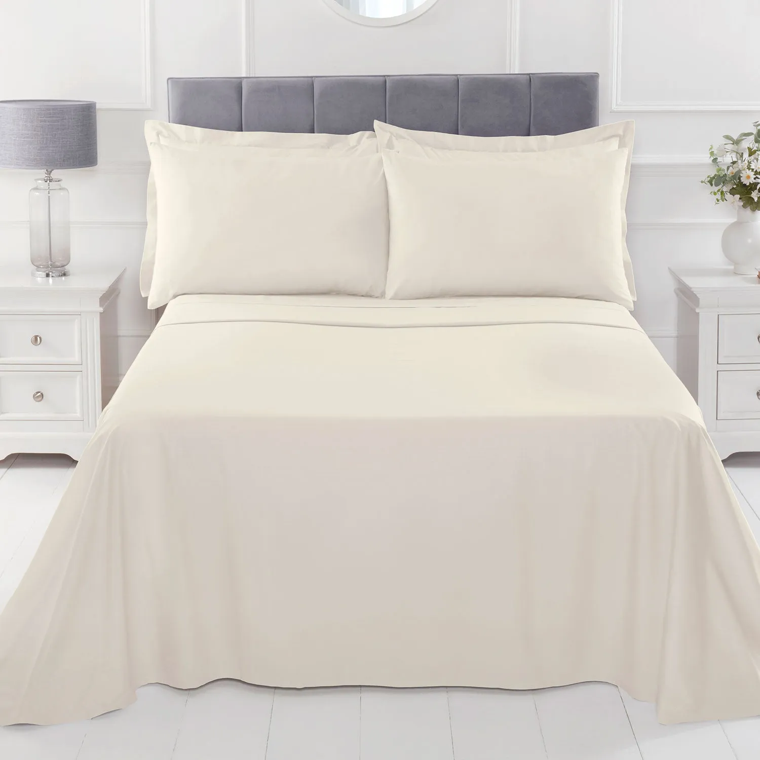100% Cotton 180TC Cream Flat Sheet