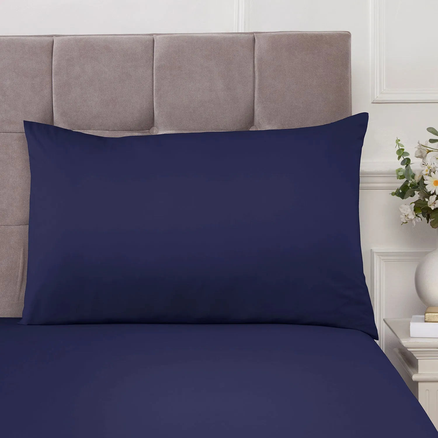 100% Cotton 180TC Navy Housewife Pillowcase Pair