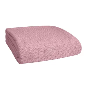 100% Cotton Bed Blanket, Breathable Bed Blanket Twin Size, Cotton Thermal Blankets Twin, Perfect For Layering Any Bed For All Season, Purple