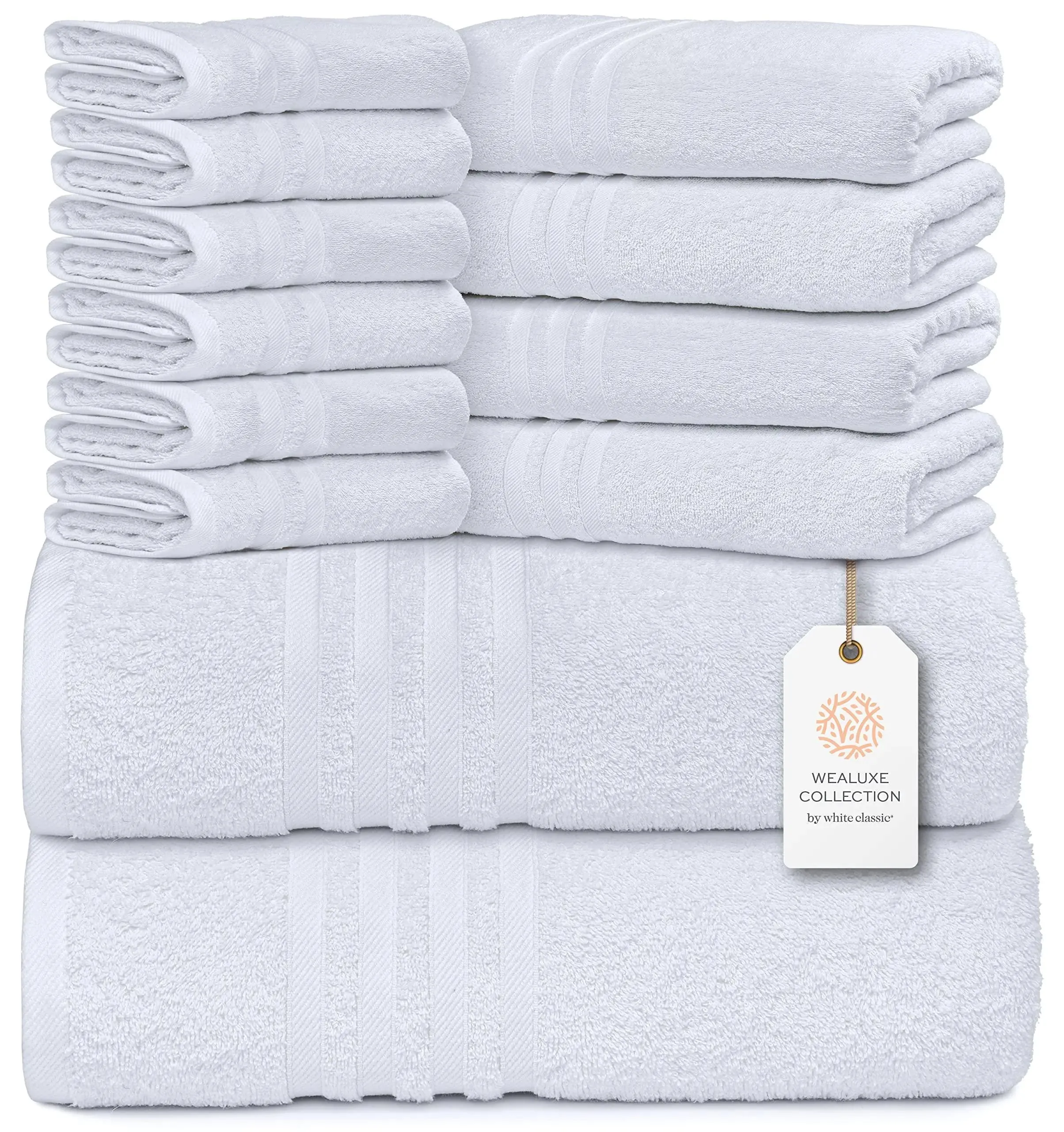 12 Pcs Bath Towel Set for Bathroom 100% Cotton Soft and Plush Highly Absorbent