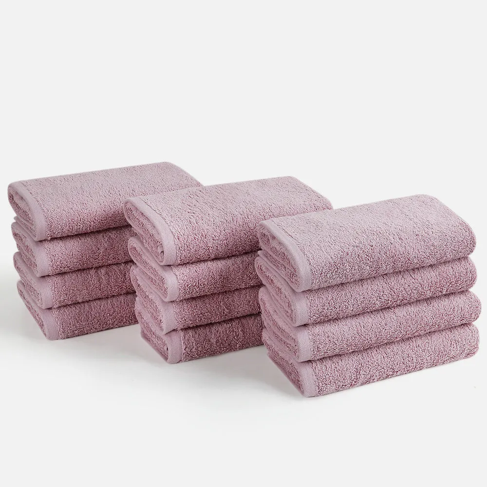 12-piece Combed Cotton Hand Towel Set, Solid Color, Hanging Loop & Lifecycle Label