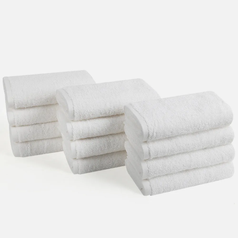 12-piece Combed Cotton Hand Towel Set, Solid Color, Hanging Loop & Lifecycle Label