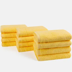 12-piece Combed Cotton Hand Towel Set, Solid Color, Hanging Loop & Lifecycle Label