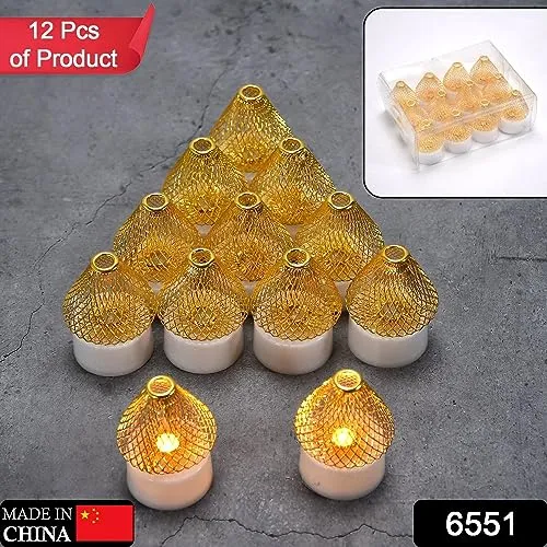 12Pcs Flameless and Smokeless Decorative Candles Acrylic Led Tea Light Candle for Gifting, House, Light for Balcony, Room, Birthday, Christmas, Festival, Events Decor Candles (12 Pieces)