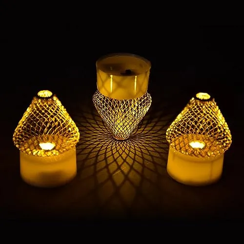 12Pcs Flameless and Smokeless Decorative Candles Acrylic Led Tea Light Candle for Gifting, House, Light for Balcony, Room, Birthday, Christmas, Festival, Events Decor Candles (12 Pieces)