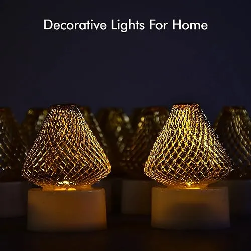 12Pcs Flameless and Smokeless Decorative Candles Acrylic Led Tea Light Candle for Gifting, House, Light for Balcony, Room, Birthday, Christmas, Festival, Events Decor Candles (12 Pieces)