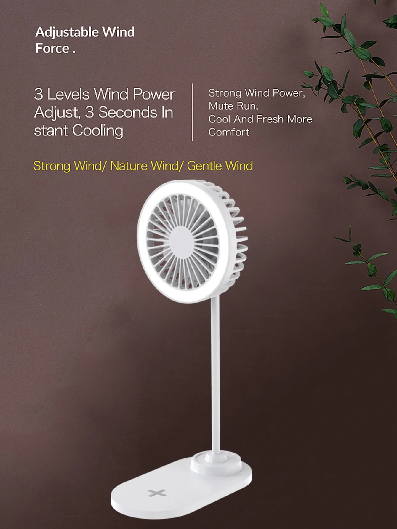 15W Desk Wireless Charger With Lamp & Fan