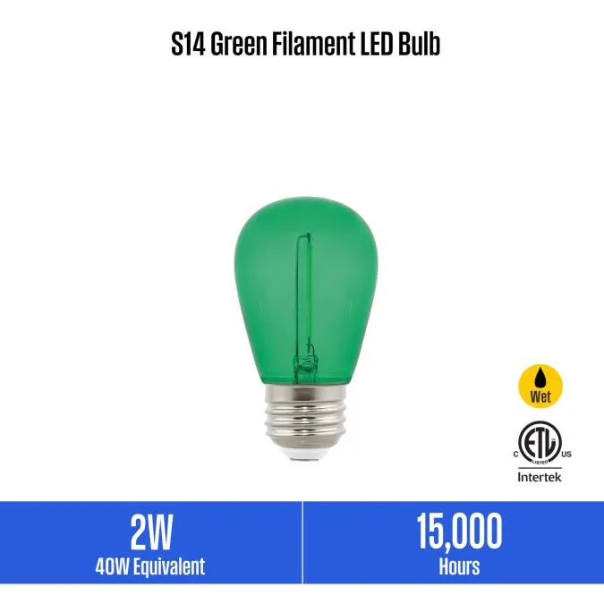 2 Watt (40 Watt Equivalent) S14 Filament LED Light Bulb