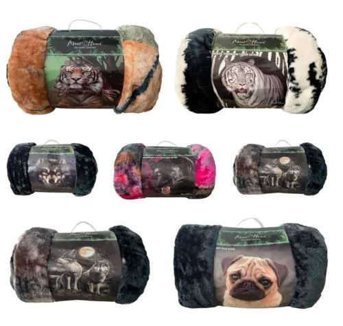 3D Animal Print Effected Mink Faux Fur Throw Fleece Blanket Soft Bed Sofa Couch Plush