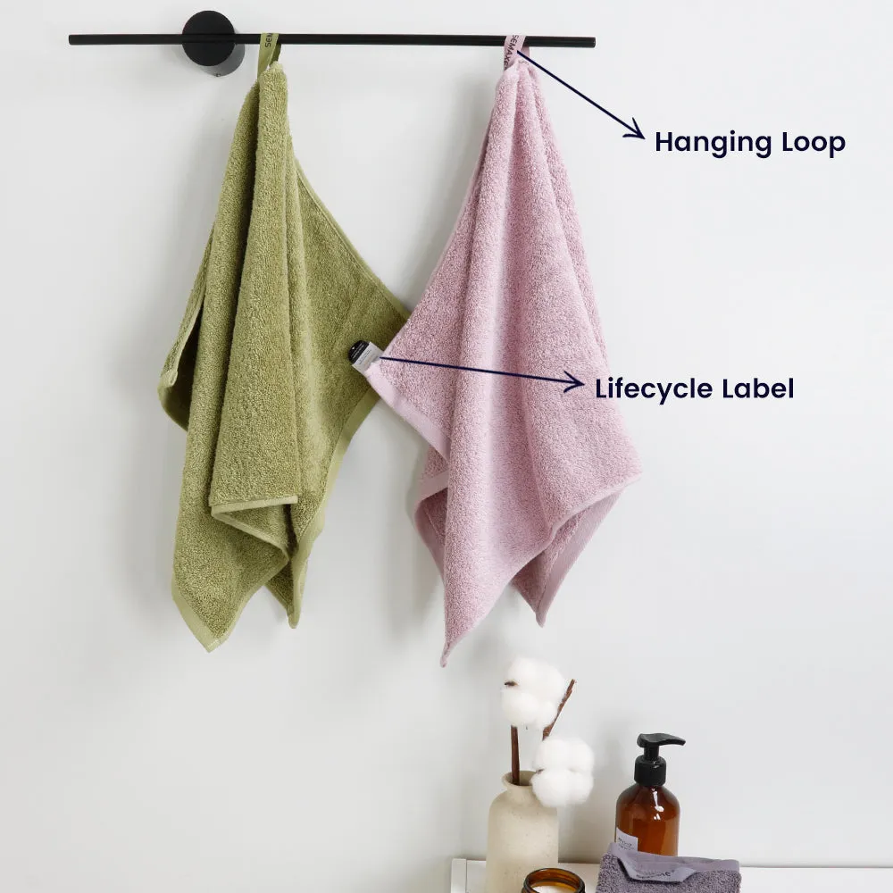 4-piece Combed Cotton Hand Towel Set, Solid Color, Hanging Loop & Lifecycle Label