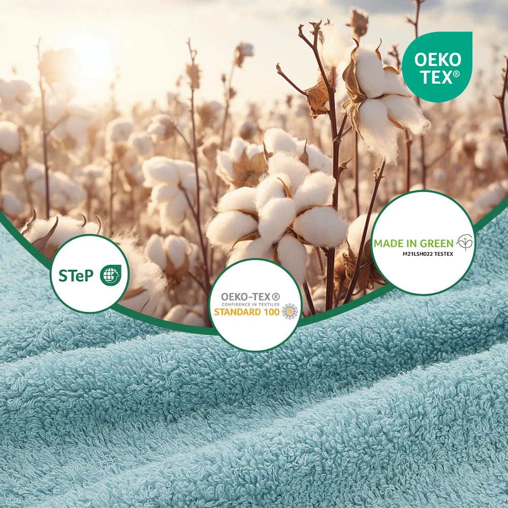 4-piece Combed Cotton Hand Towel Set, Solid Color, Hanging Loop & Lifecycle Label