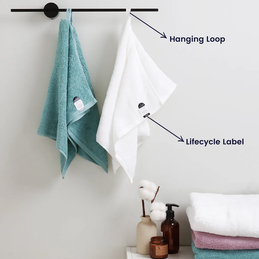 4-piece Combed Cotton Hand Towel Set, Solid Color, Hanging Loop & Lifecycle Label