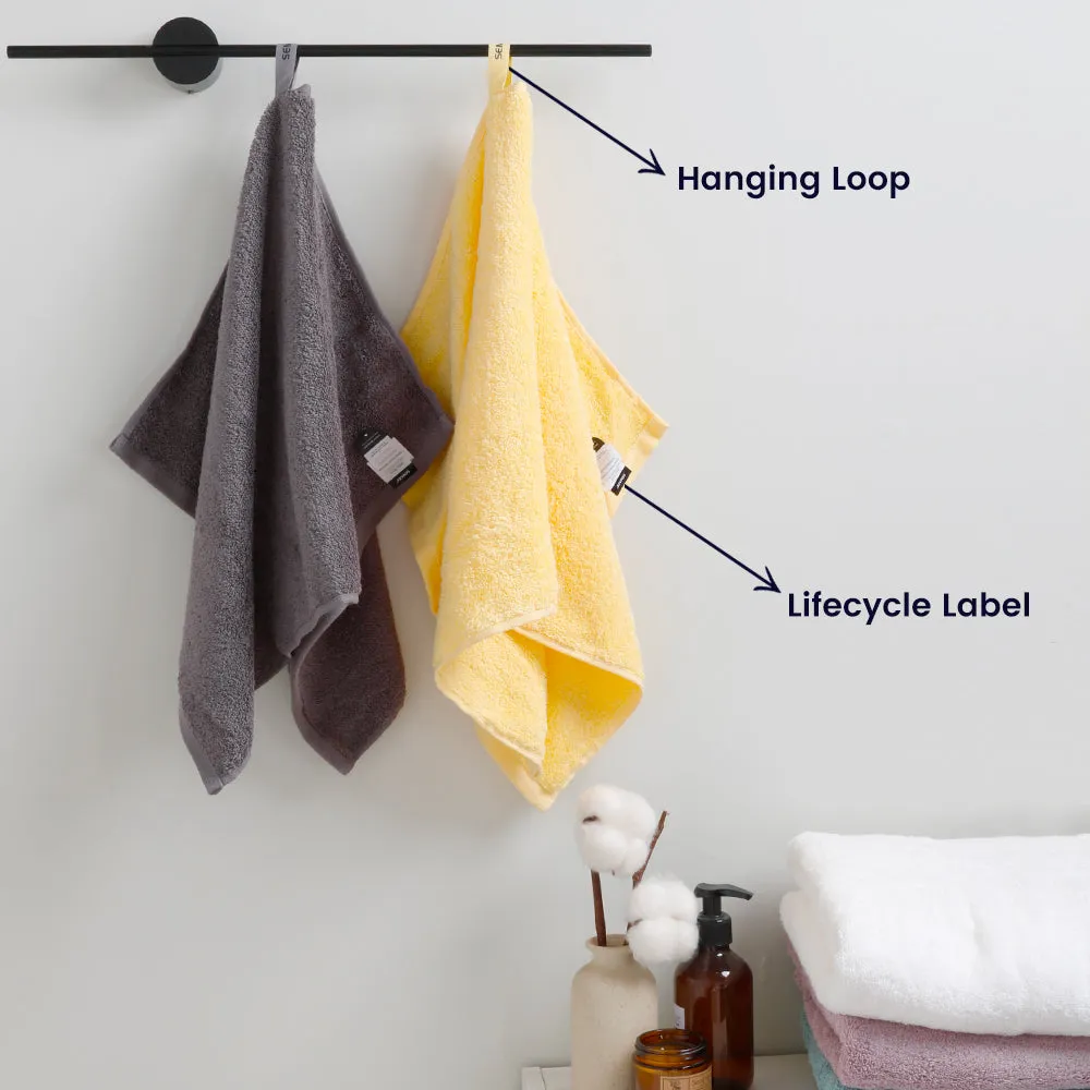 4-piece Combed Cotton Hand Towel Set, Solid Color, Hanging Loop & Lifecycle Label