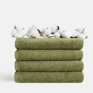 4-piece Combed Cotton Hand Towel Set, Solid Color, Hanging Loop & Lifecycle Label
