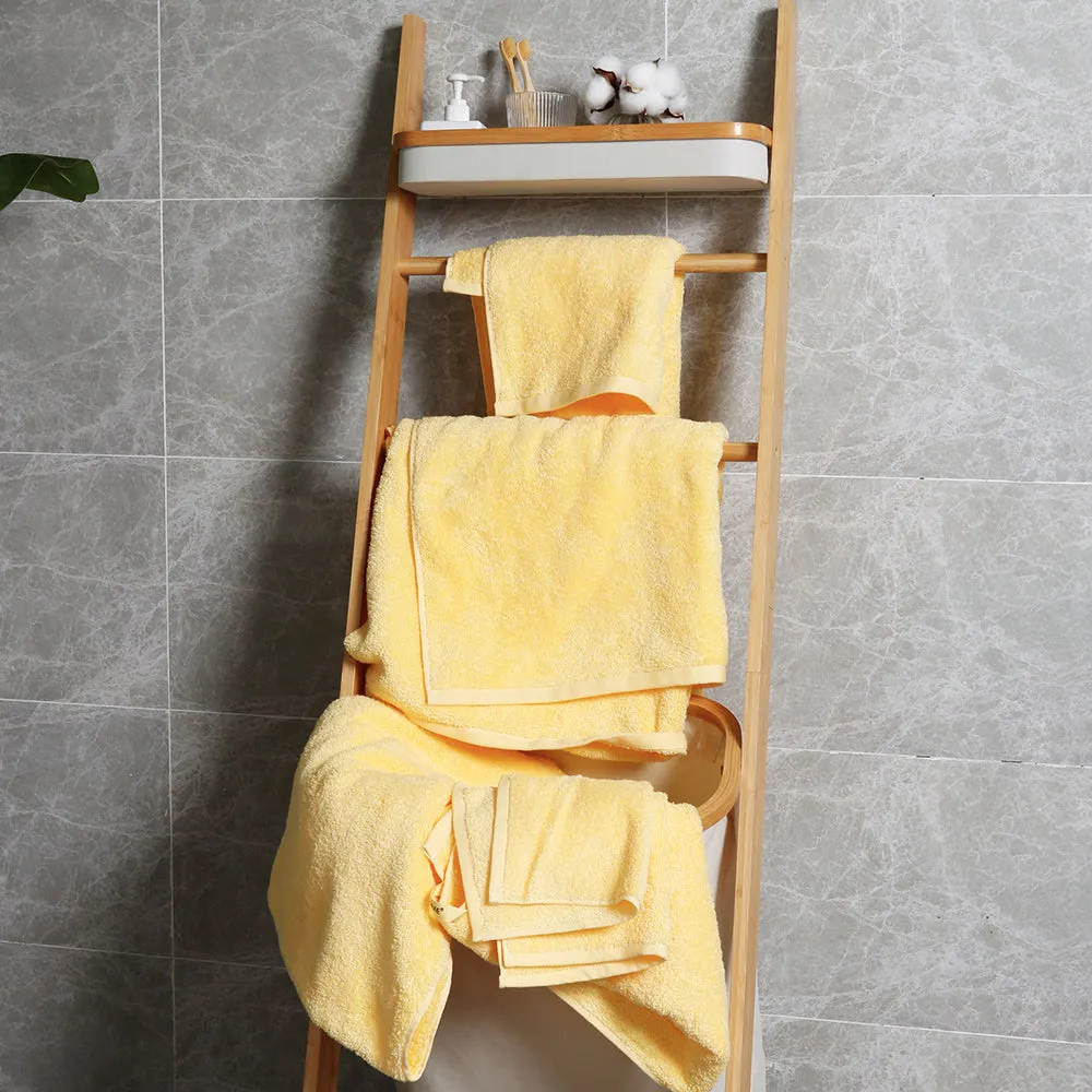 4-piece Combed Cotton Hand Towel Set, Solid Color, Hanging Loop & Lifecycle Label