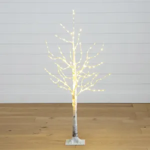 4’ Pre-Lit Artificial White Birch Tree with 180 Warm White LED Lights
