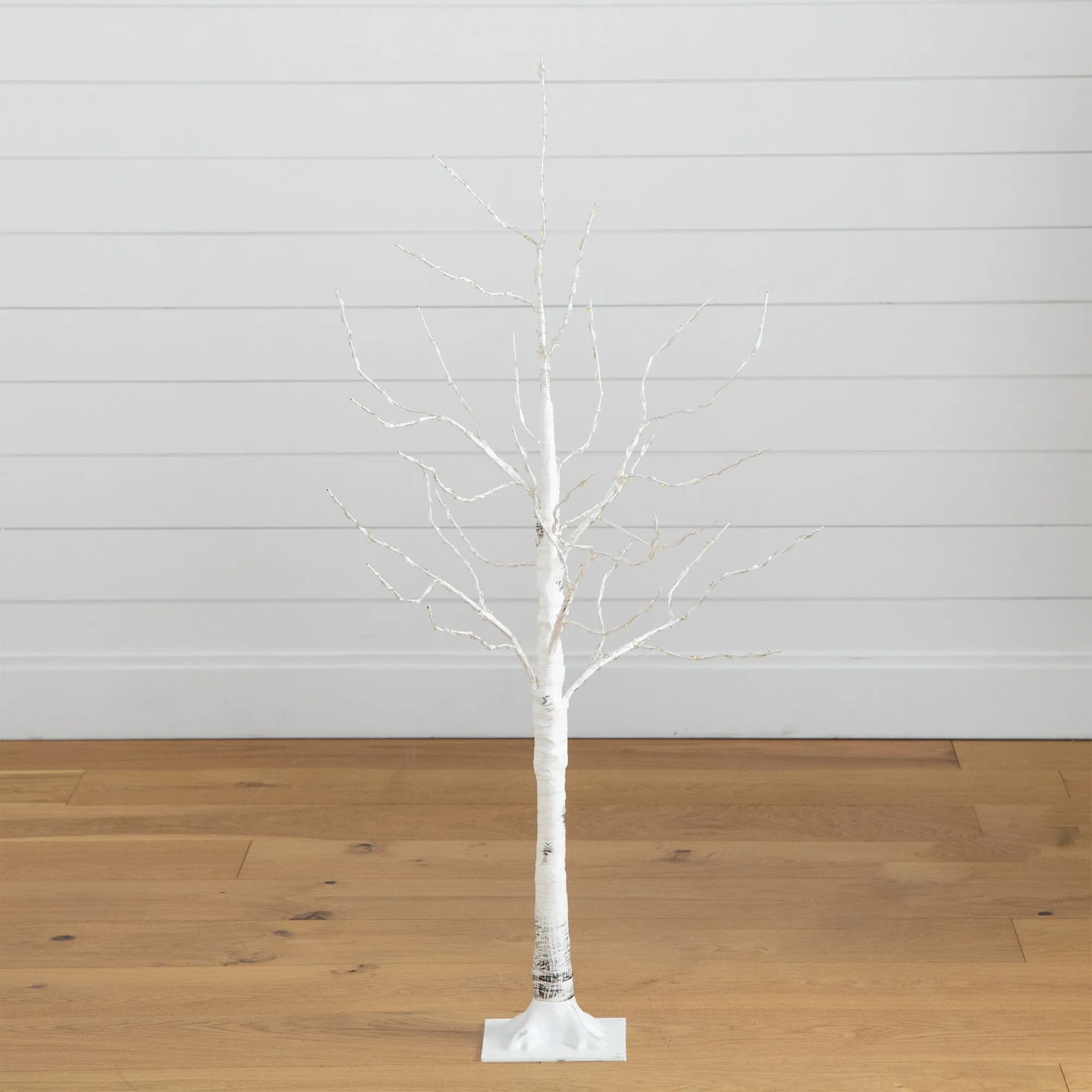 4’ Pre-Lit Artificial White Birch Tree with 180 Warm White LED Lights