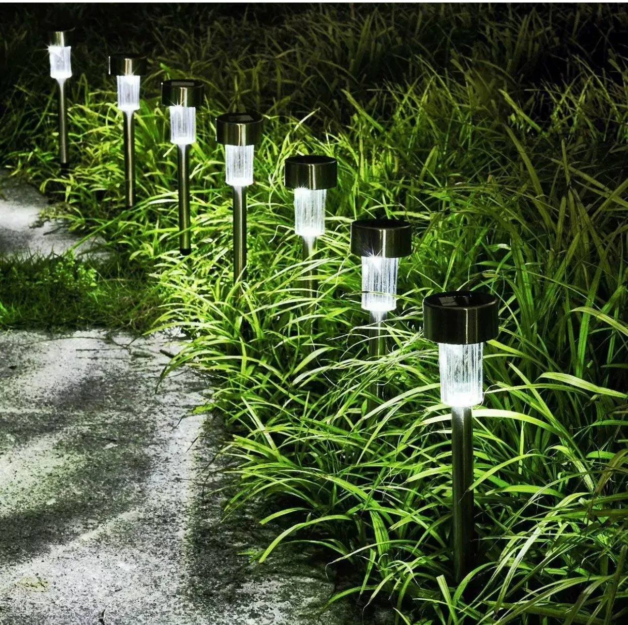 48 Pack Outdoor Stainless Steel Led Solar Power Light Lawn Garden Landscape Pathway