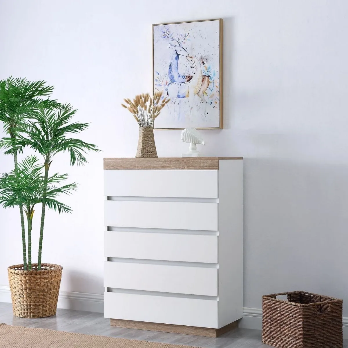 5 Drawer Ashley Coastal Tallboy White