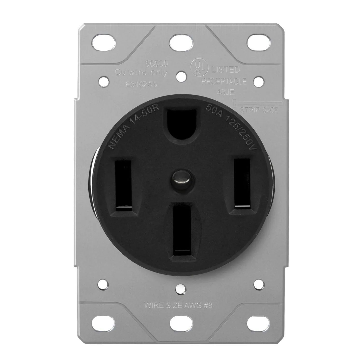 50 Amp Electrical Outlet for RV and EV Charges NEMA 14-50R Black