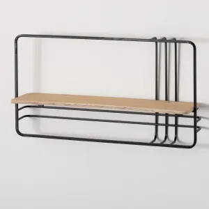 6.25 x 23.5 x 13.5 Metal-Framed Wood Wall Shelf, Brown