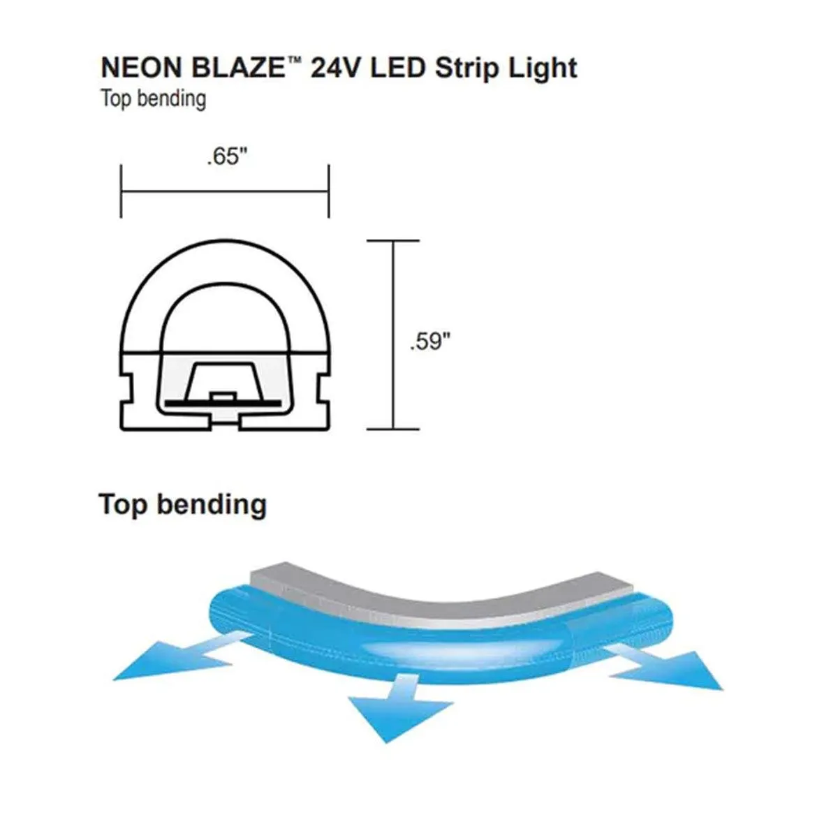 65ft Neon Blaze Flexible LED Lighting, 3500K, 24V, Top Bending