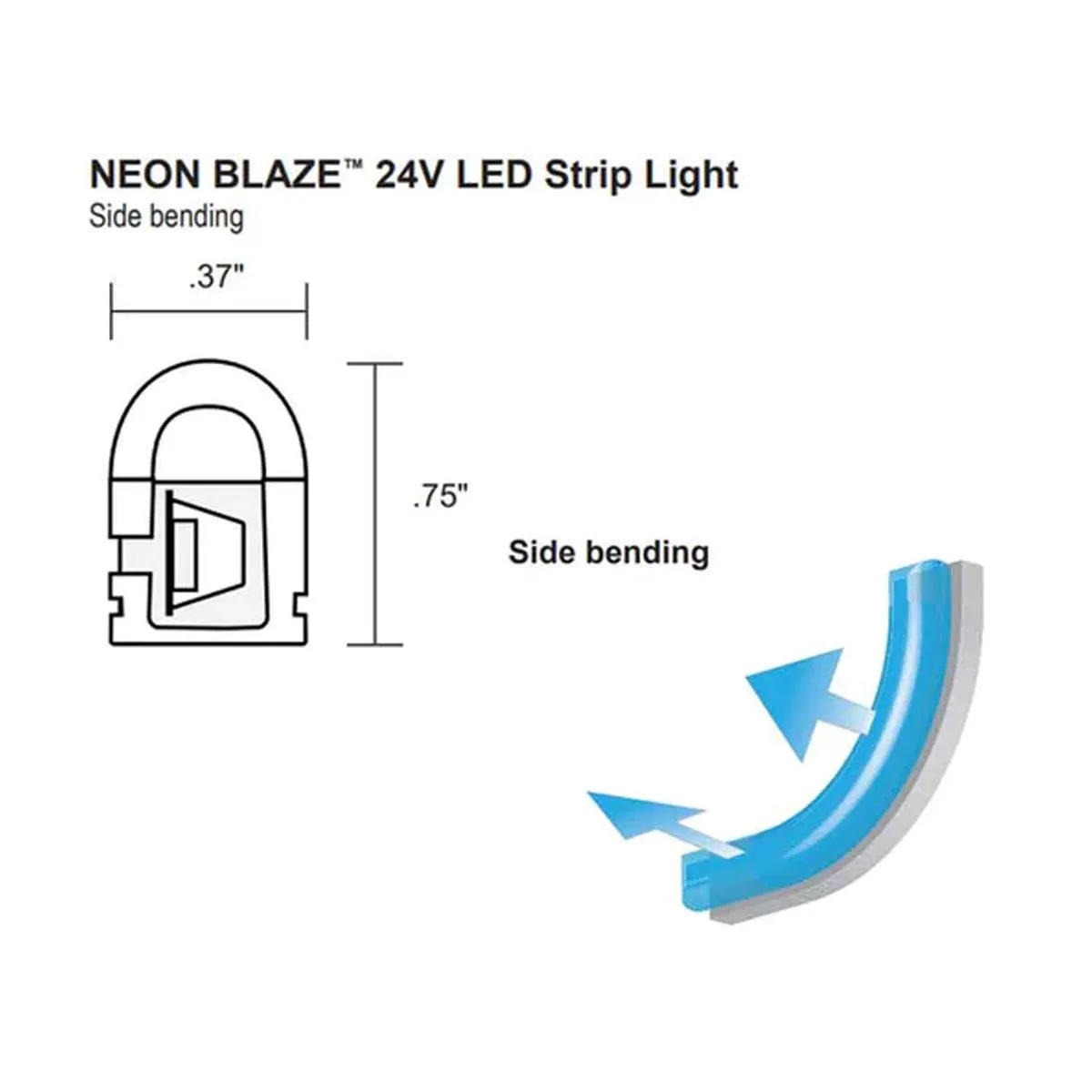 65ft Neon Blaze Flexible LED Lighting, Gold, 24V, Side Bending