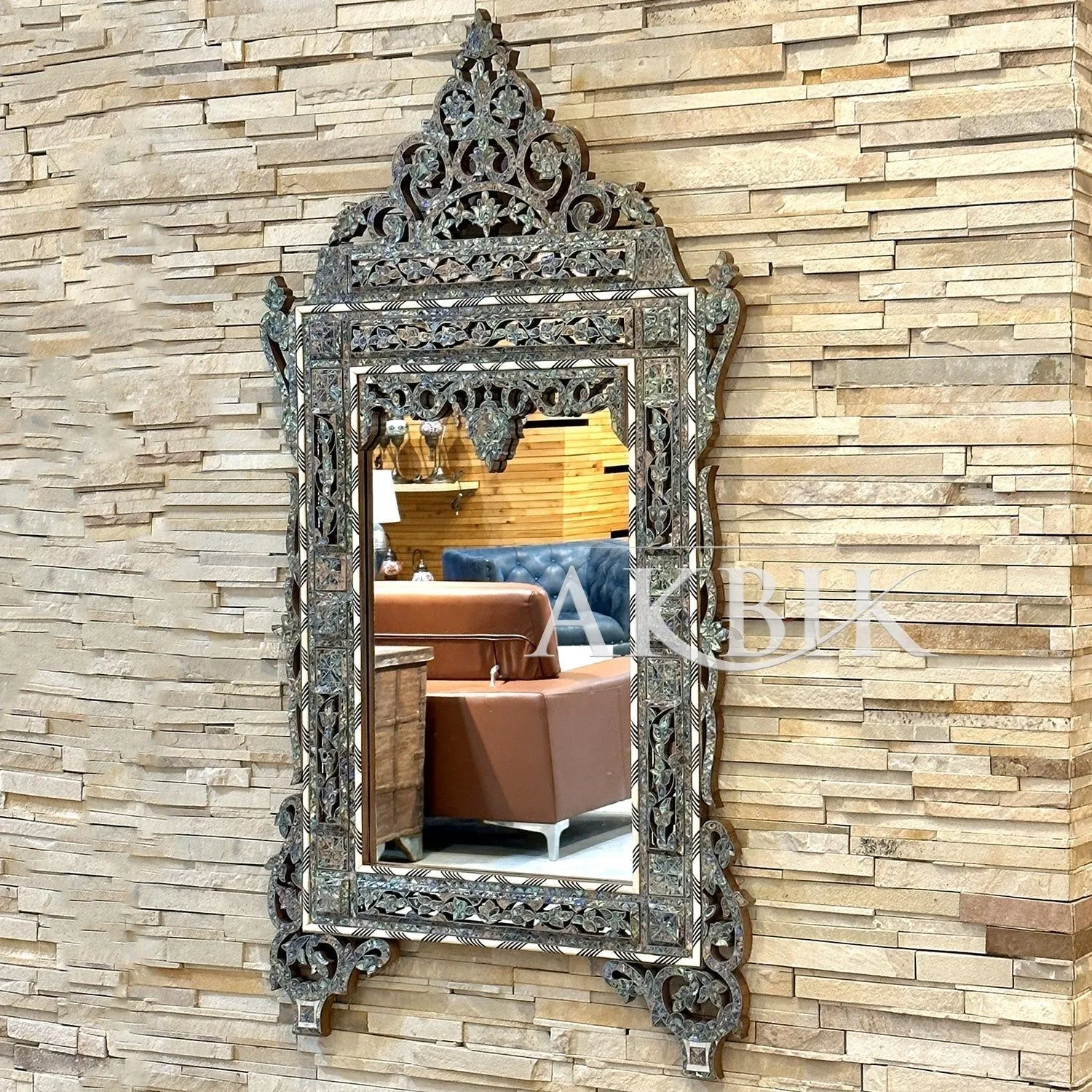Abalone Inlaid Mirror - Aura of The Sea Design