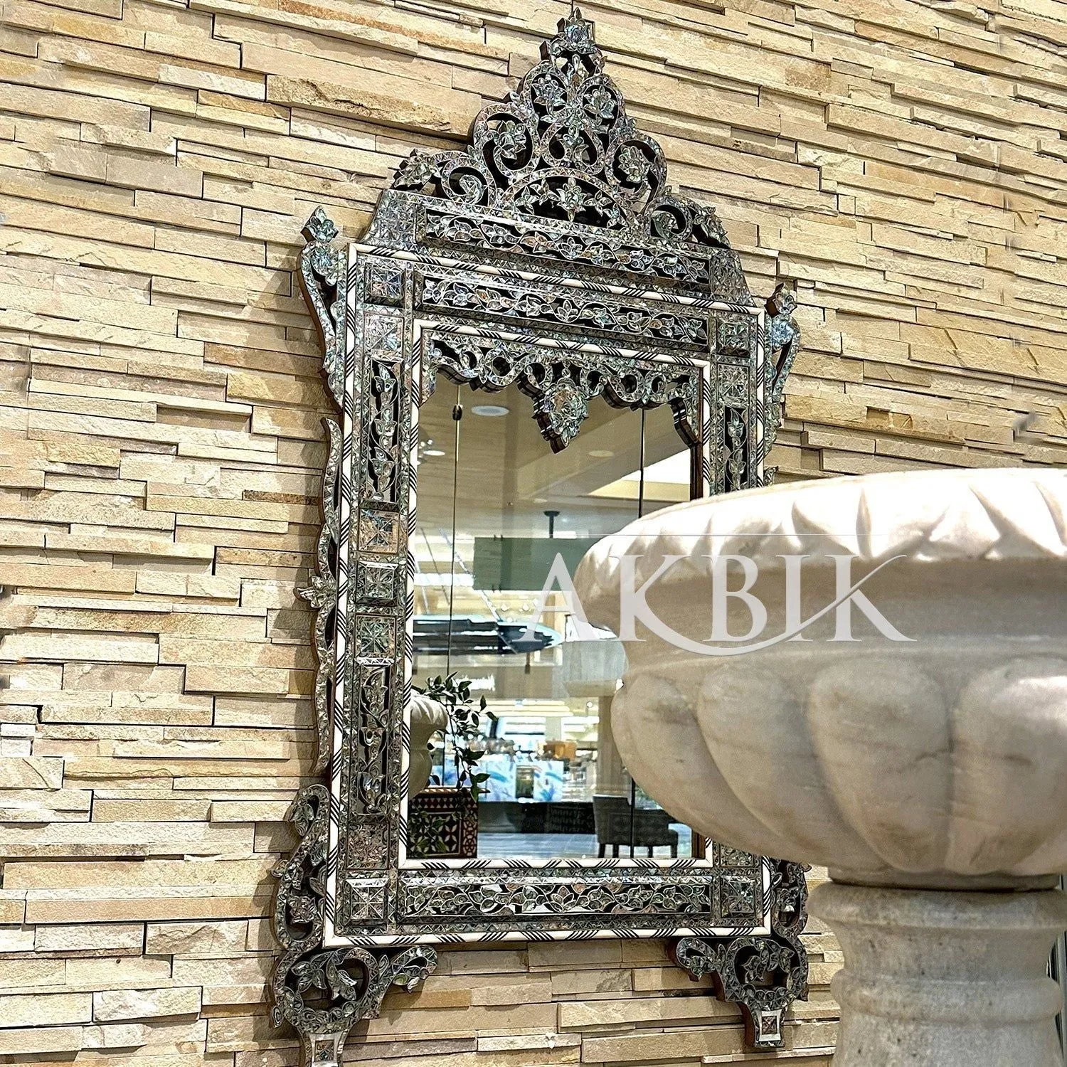 Abalone Inlaid Mirror - Aura of The Sea Design