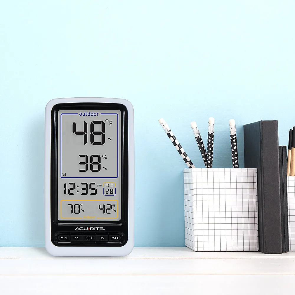 AcuRite Wireless Thermometer with Digital Display for Indoor/Outdoor Temperature and Humidity Measurements - White