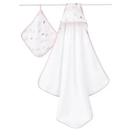 Aden and Anais - Towel and Wash Cloth Set - Heartbreaker