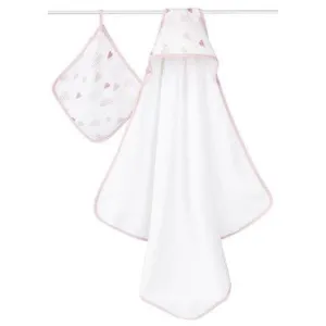Aden and Anais - Towel and Wash Cloth Set - Heartbreaker