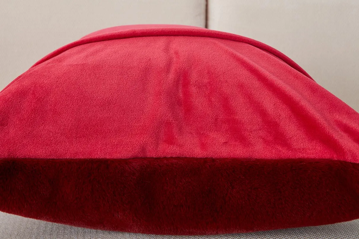 Agnes Luxury Red Chinchilla Faux Fur Pillow
