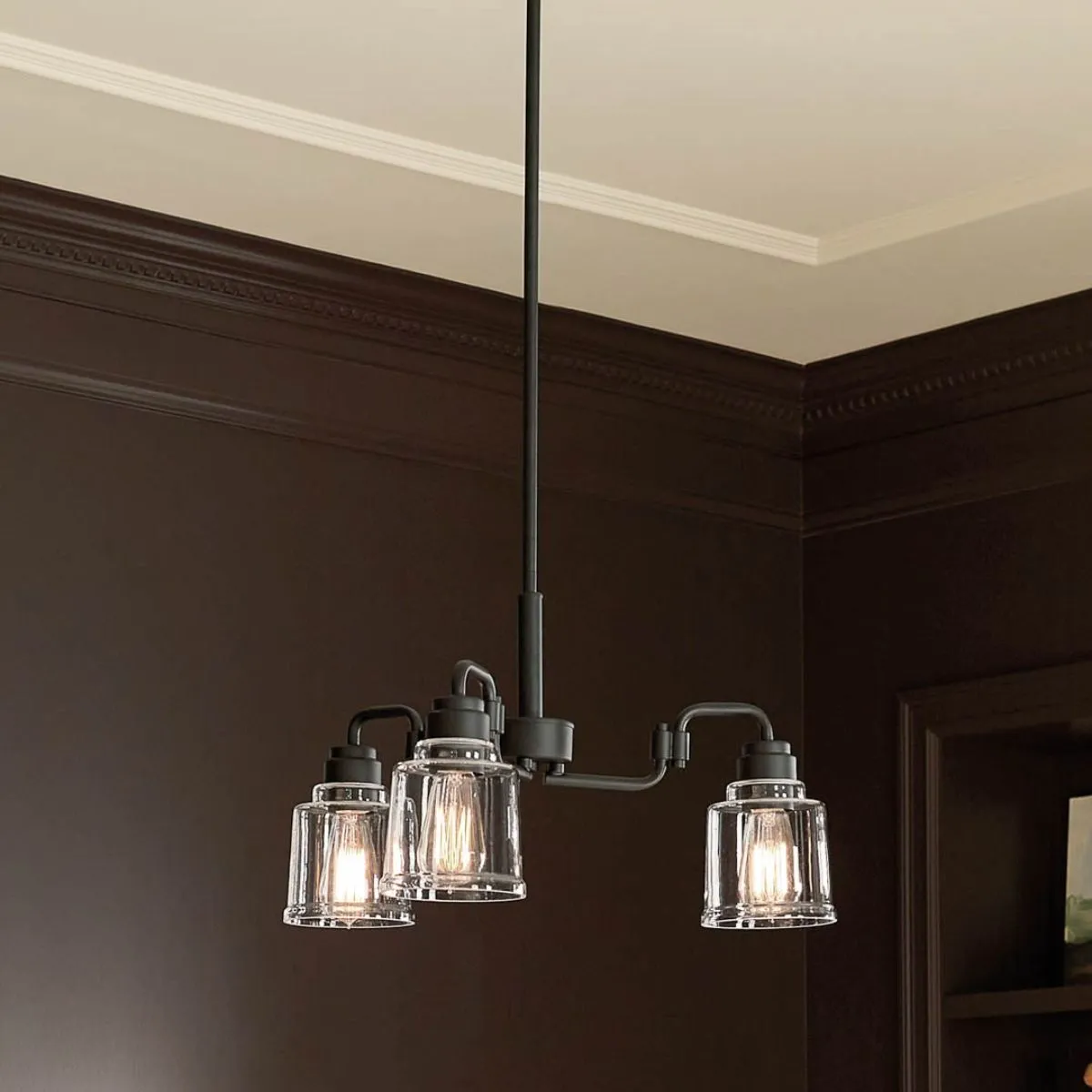 Aivian 23 in. 3 Lights Chandelier Black finish