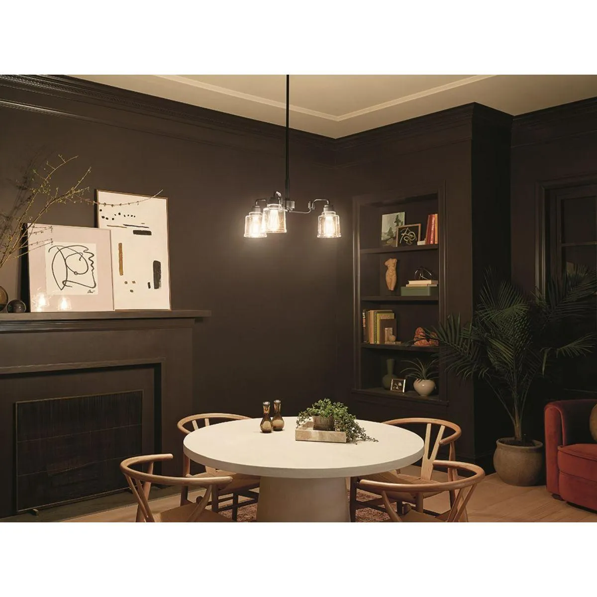 Aivian 23 in. 3 Lights Chandelier Black finish