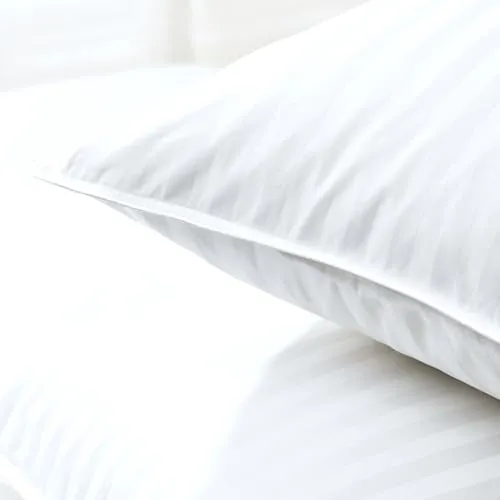 AJISH Soft Microfiber Bed Pillows Set of 4, 16 X 24 Inch Small Size Pillow - Cooling Pillows for Sleeping - Luxury White Stripe Pillows for Side, Stomach or Back Sleepers, Machine Washable