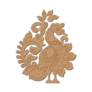 American Elm Wooden Peacock Pre-Marked MDF Base Design | Intricate Peacock Silhouette | Durable MDF Craft Base | Cultural Displays, Festive Events, and DIY Art Projects (12 Inch-1 Pcs)