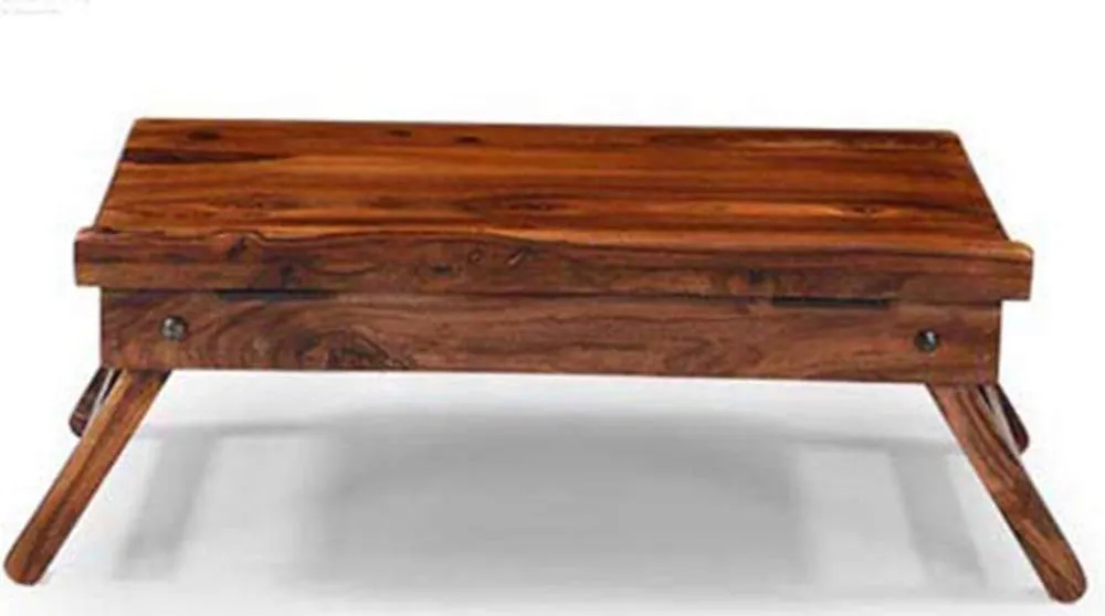 APANA Tiber Solid Sheesham Wood Foldable Table l Laptop Table l Study Table l Bed Table (Honey Finish)