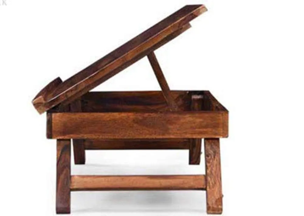 APANA Tiber Solid Sheesham Wood Foldable Table l Laptop Table l Study Table l Bed Table (Honey Finish)