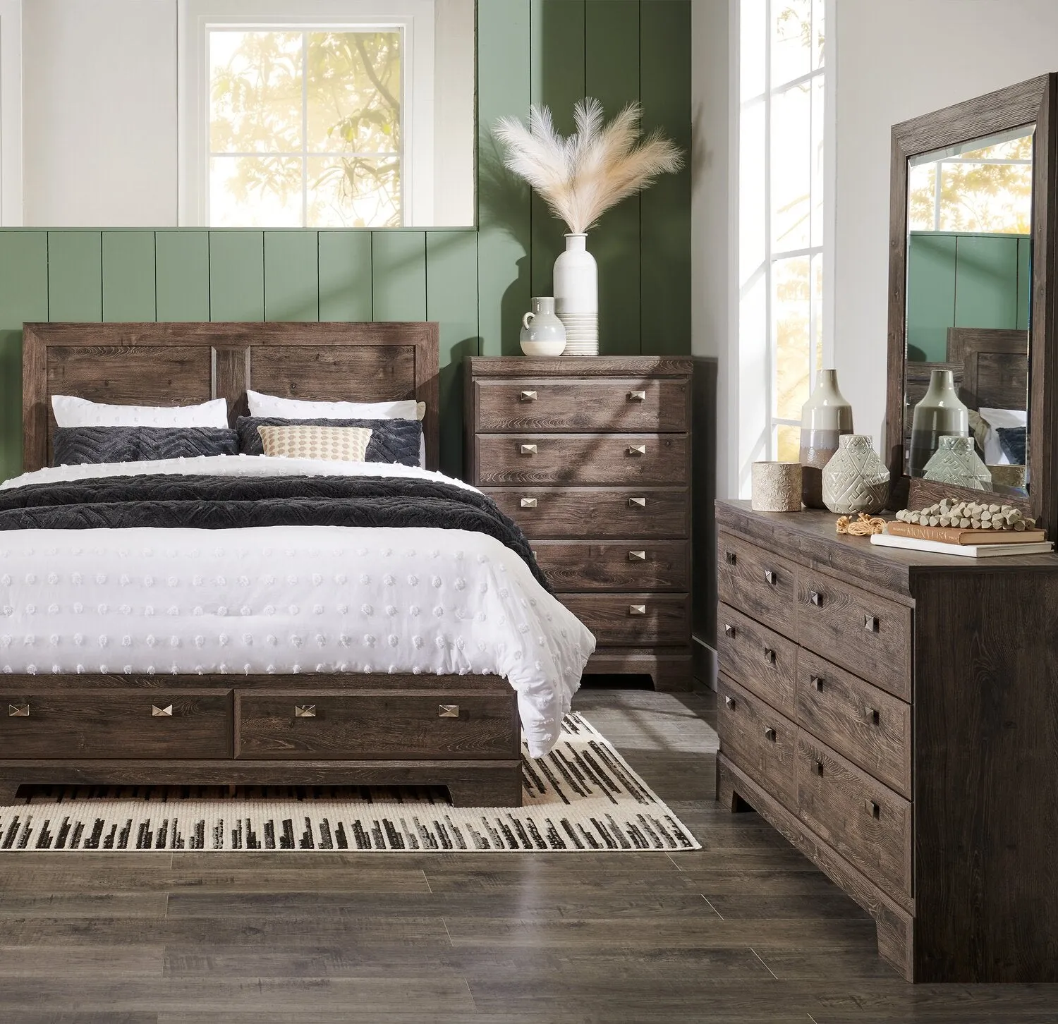 Appleton 5-Piece Queen 6 Drawer Storage Bedroom Package - Grey