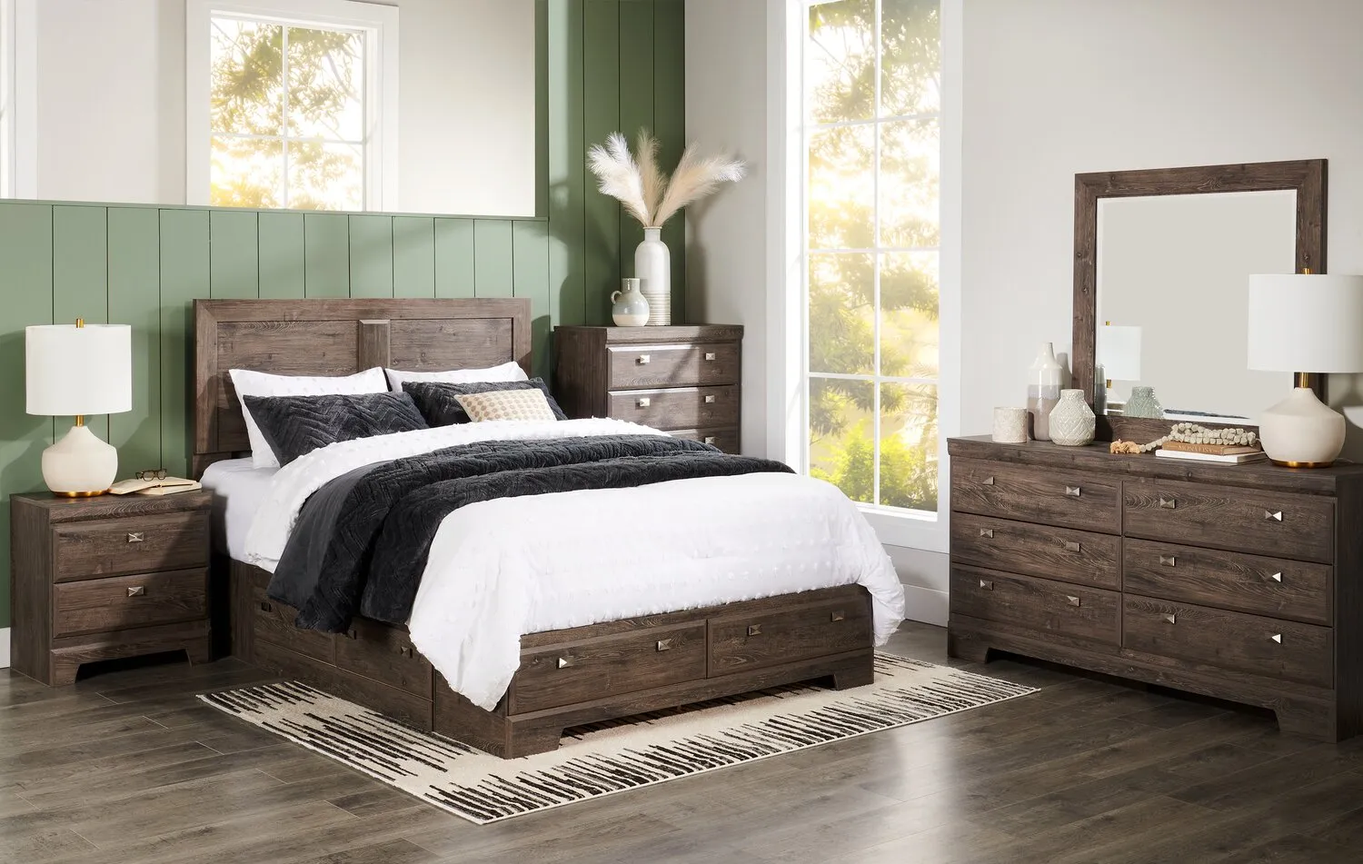 Appleton 5-Piece Queen 6 Drawer Storage Bedroom Package - Grey