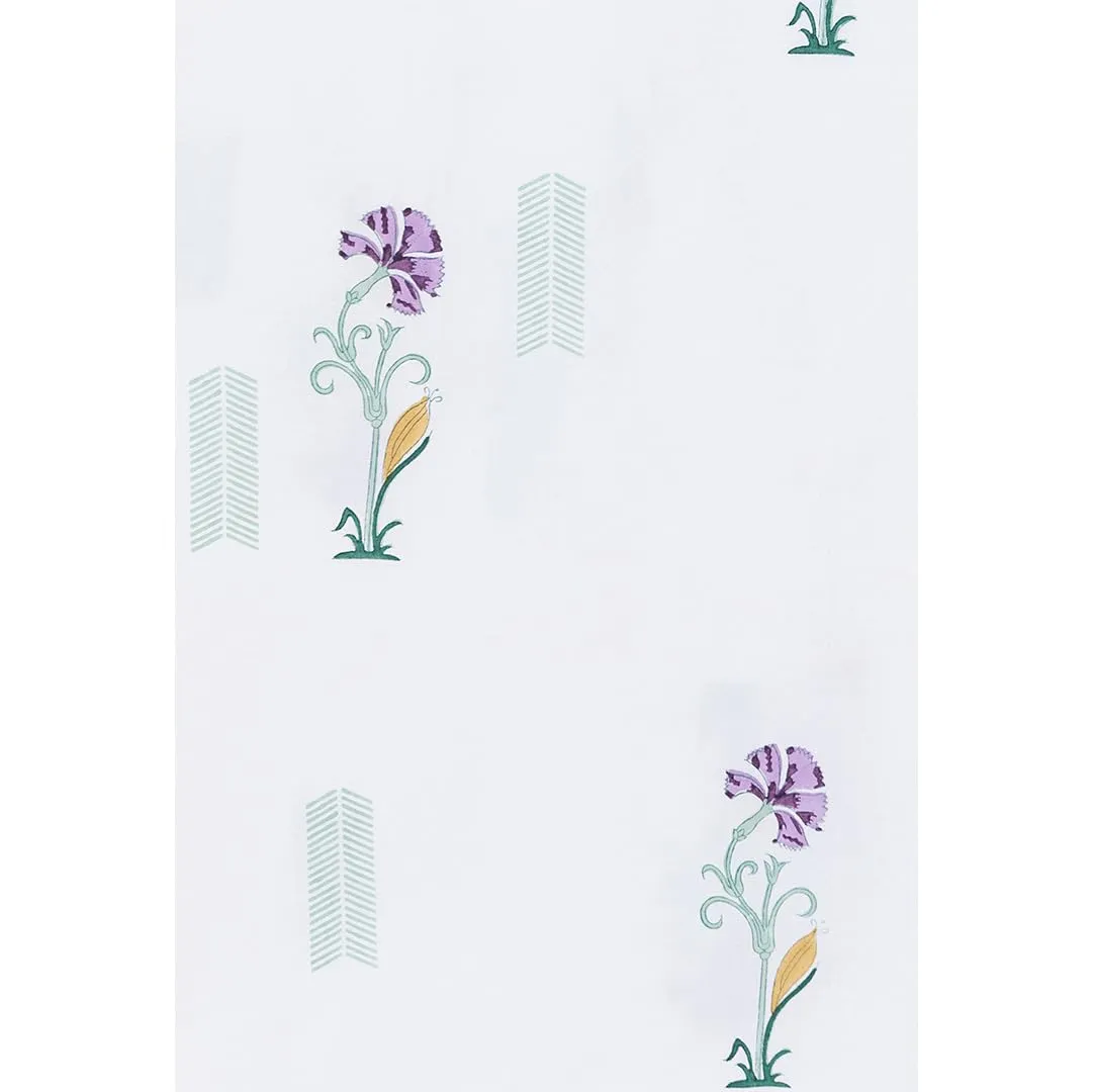 Baarno Saba Handblock Print Bedsheet with 2 Pillow Covers Percale Cotton | 220 TC | Double bedsheet (90 * 108inches) | Color - White