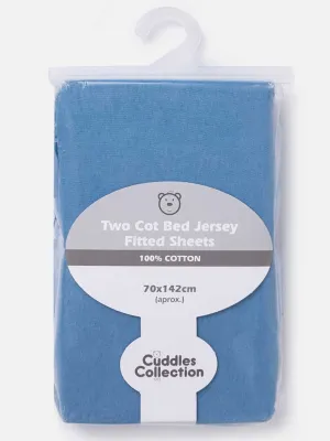 Baby Cuddles Collection Cotton Fitted Sheets (Pack of 2)-Blue