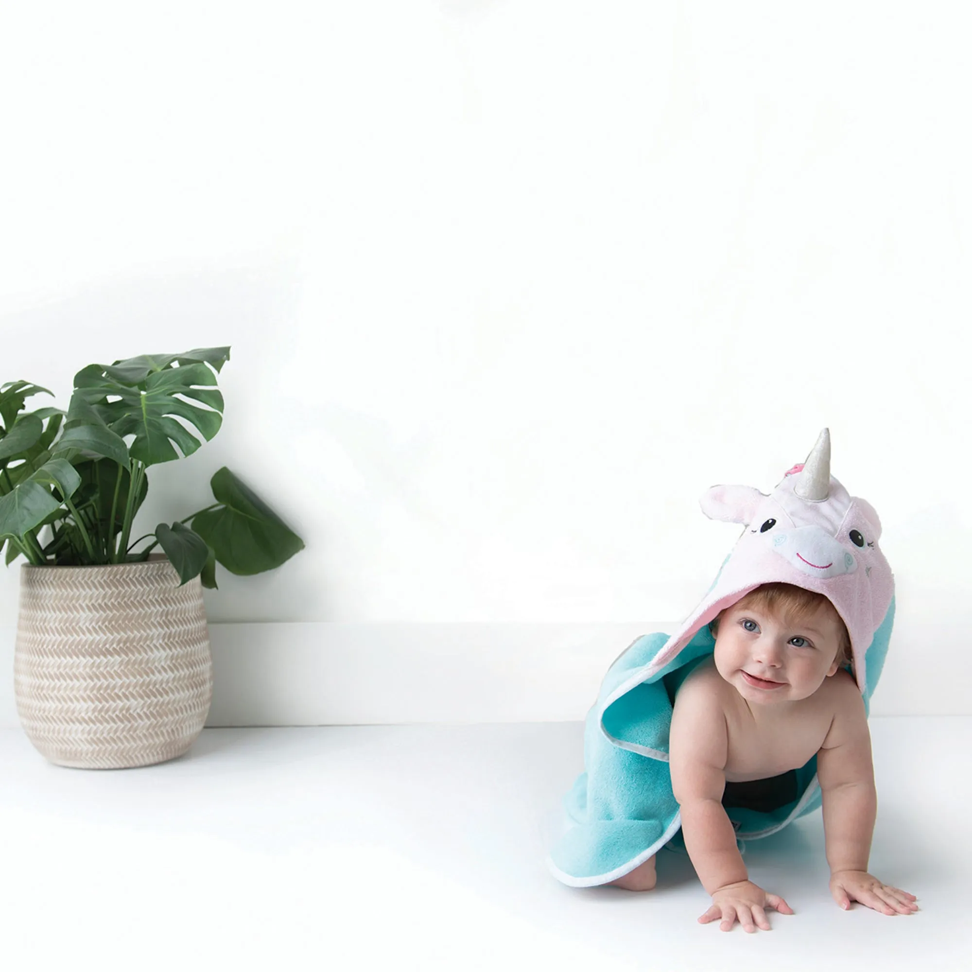 Baby Snow Terry Hooded Bath Towel - Allie Alicorn