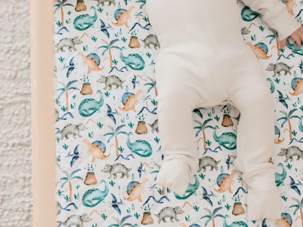 Bambella Designs 2-in-1 Waterproof Cot Sheet & Mattress Protector | Wild Dinos