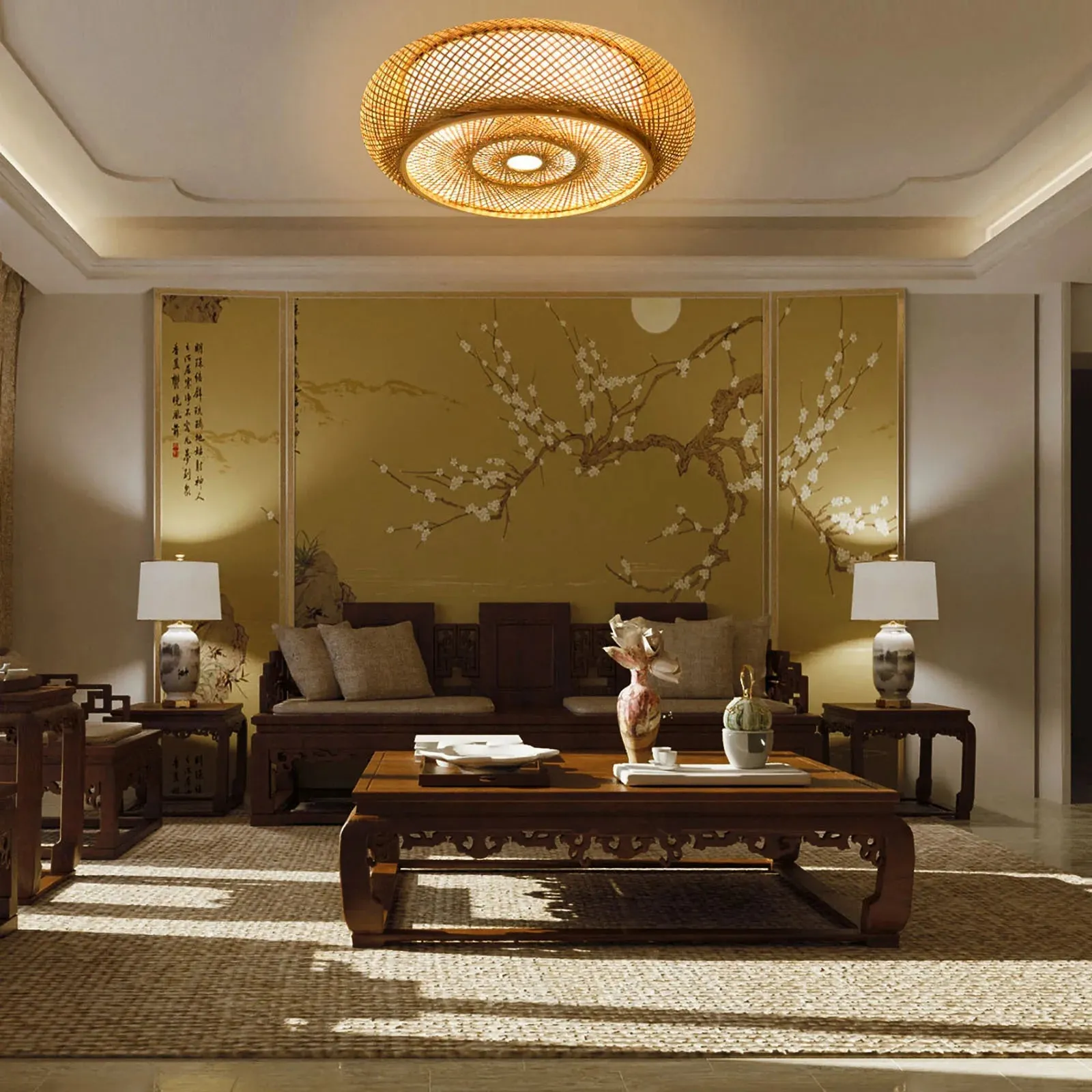 Bamboo Ceiling Light Fixture