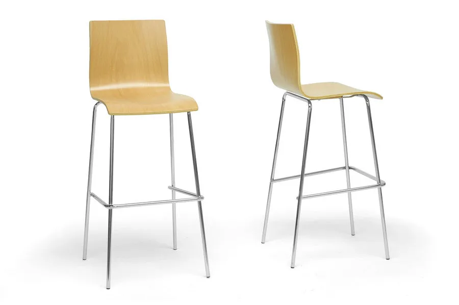 Baxton Studio Sydney Plywood Modern Bar Stool in Set of 2