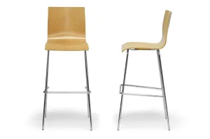 Baxton Studio Sydney Plywood Modern Bar Stool in Set of 2