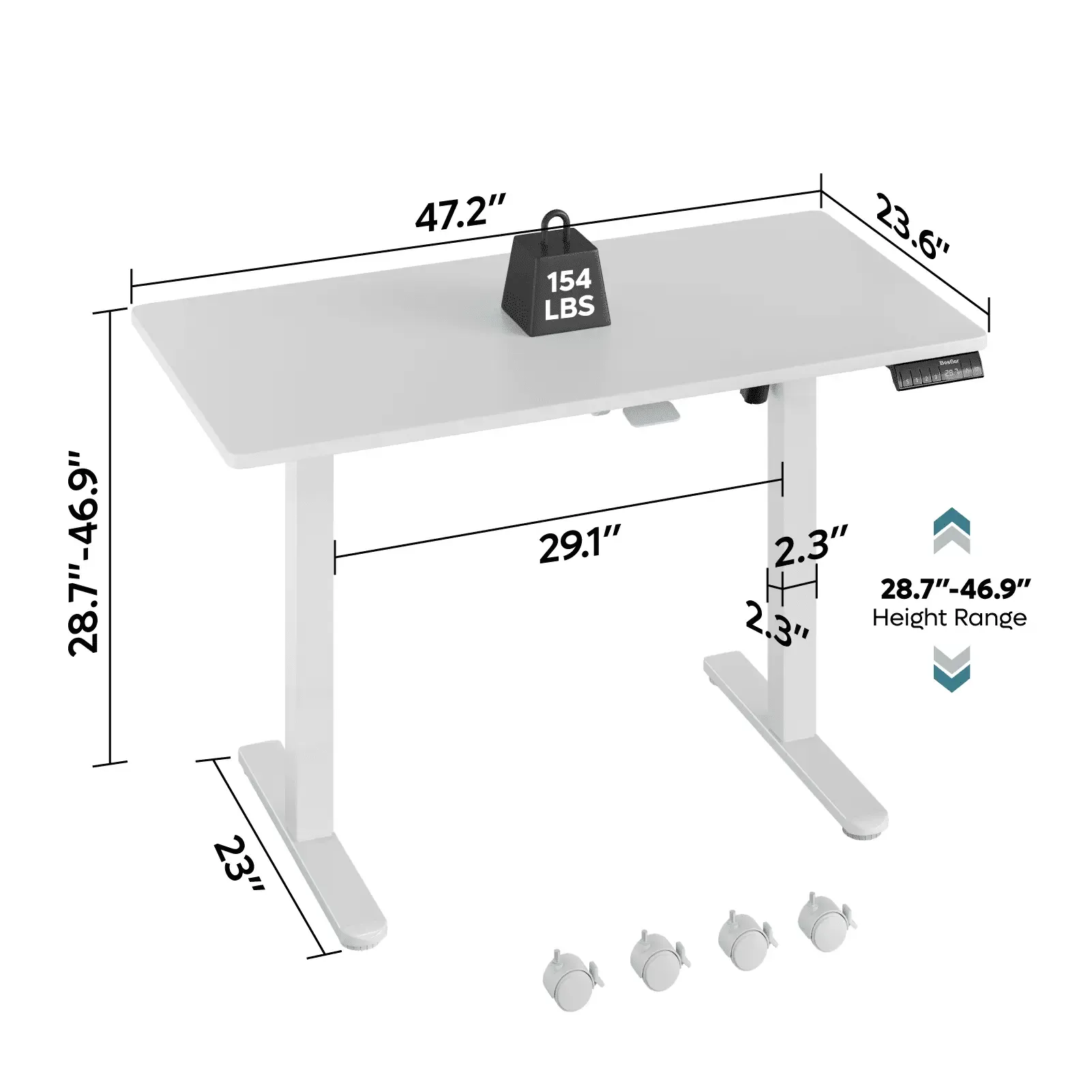 Bestier 47 Inch Retangular Flip Sit to Stand Desk